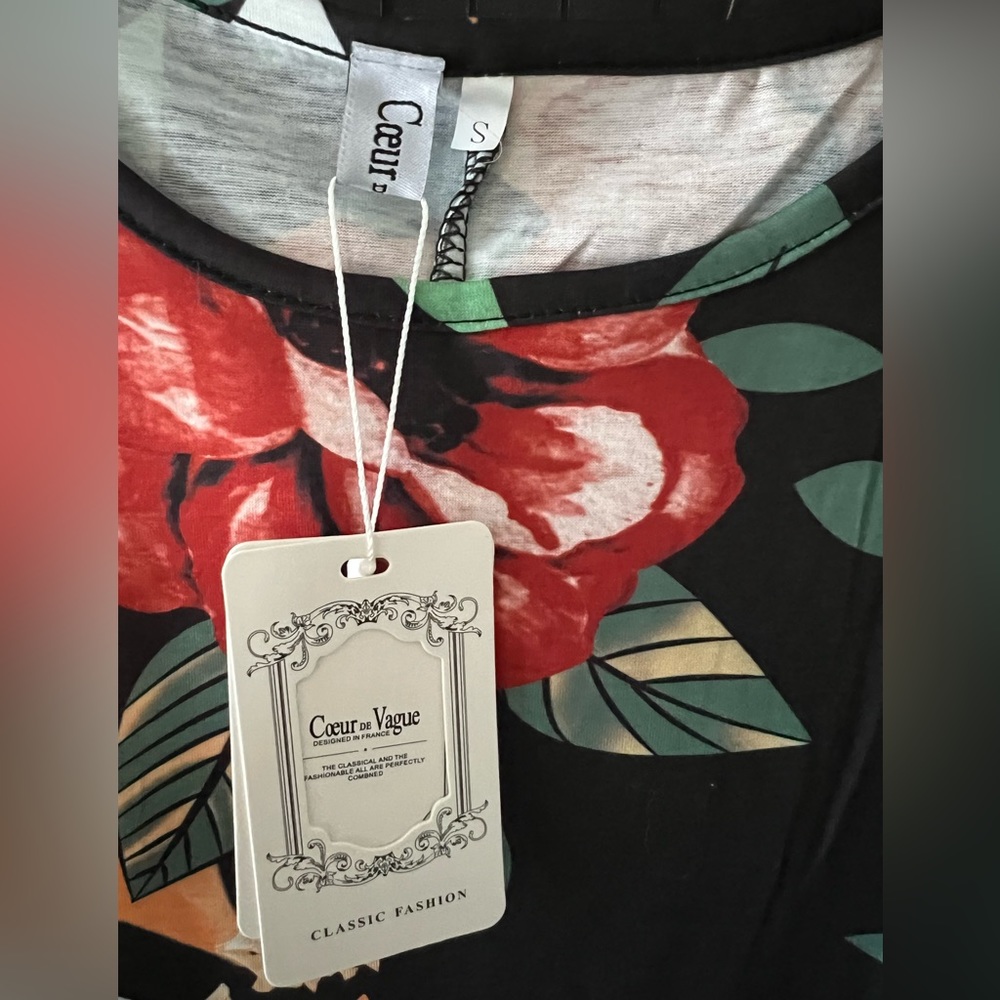 NWT Coeur de Vague brand tropical cold shoulder dress